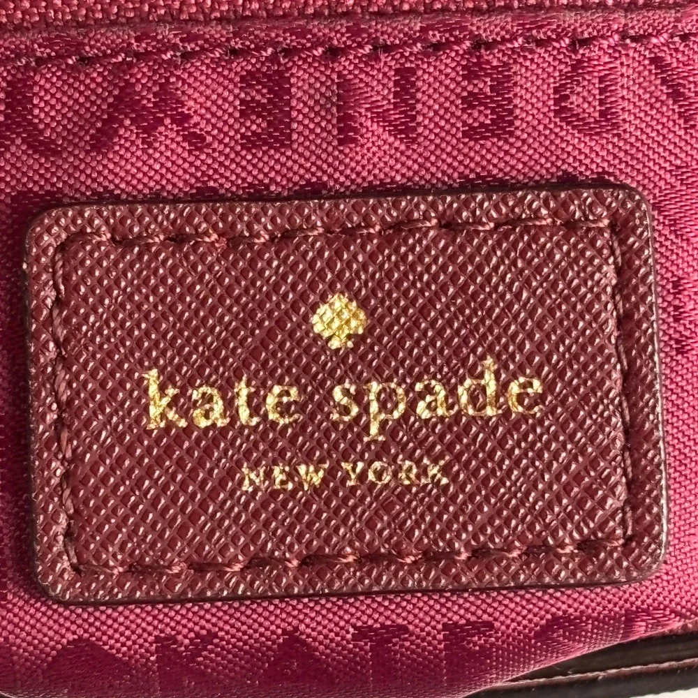 Kate Spade Saffiano Leather Crossbody‎ Bag Womens Medium Burgundy Flap Logo